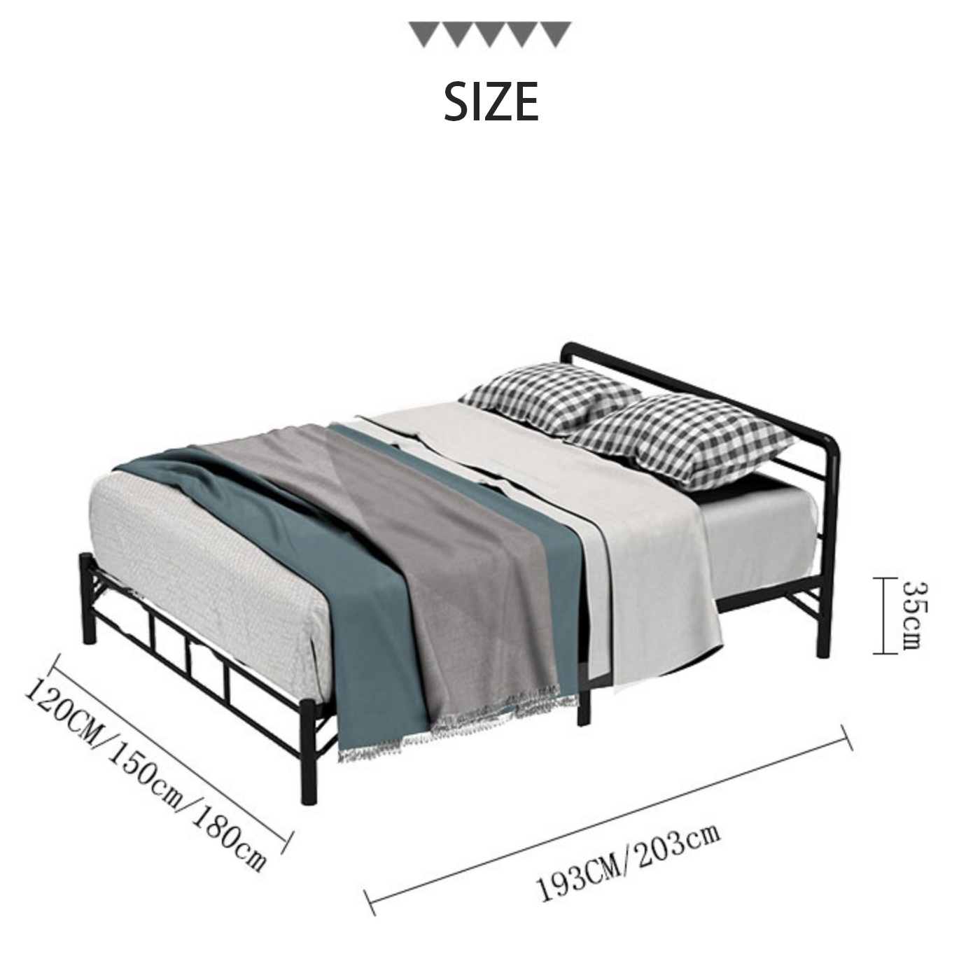 Modern style iron bed design factory steel black double bed