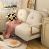 Creamy foldable multifunctional sofa bed for small apartments and rentals
