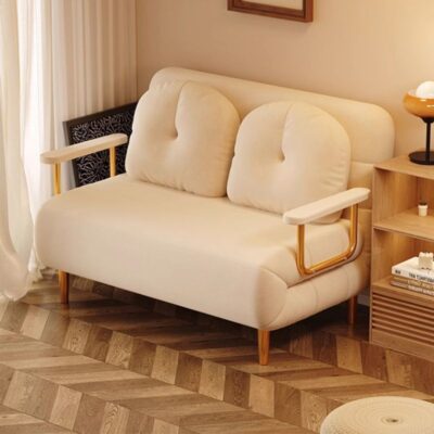 Creamy foldable multifunctional sofa bed for small apartments and rentals