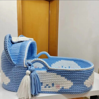 DIY Handmade Baby Cradle Kit with Chunky Yarn and Soft Fabric Strips

