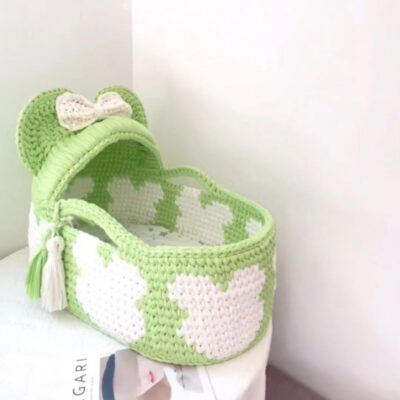 DIY Handmade Baby Cradle Kit with Chunky Yarn and Soft Fabric Strips

