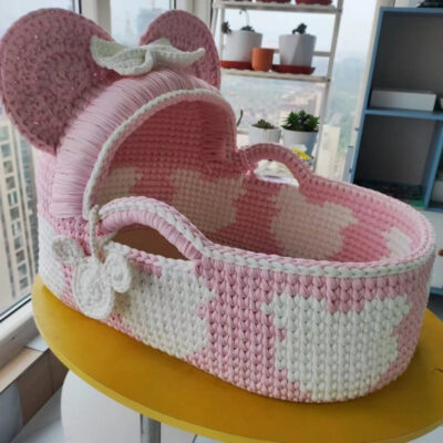 DIY Handmade Baby Cradle Kit with Chunky Yarn and Soft Fabric Strips

