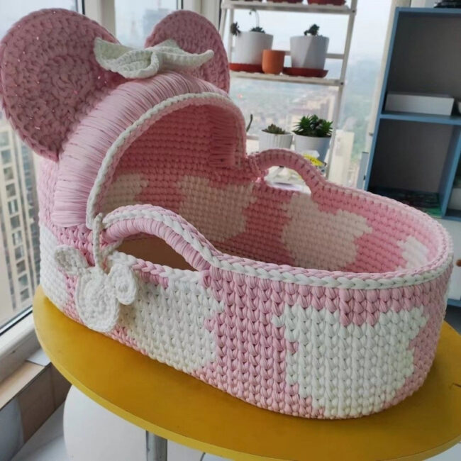 DIY Handmade Baby Cradle Kit with Chunky Yarn and Soft Fabric Strips
