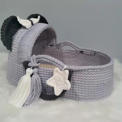 DIY Handmade Baby Cradle Kit with Chunky Yarn and Soft Fabric Strips

