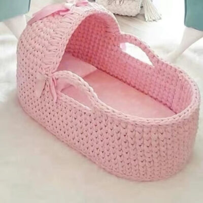 DIY Handmade Baby Cradle Kit with Chunky Yarn and Soft Fabric Strips

