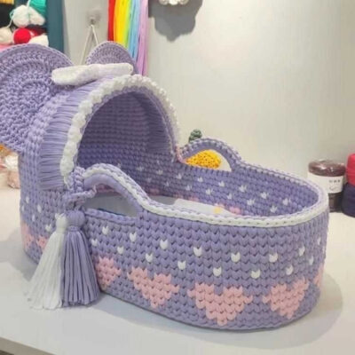 DIY Handmade Baby Cradle Kit with Chunky Yarn and Soft Fabric Strips

