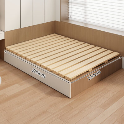 Foldable Solid Wood Hard Bed Board for Spine and Back Support with Duvet Cover