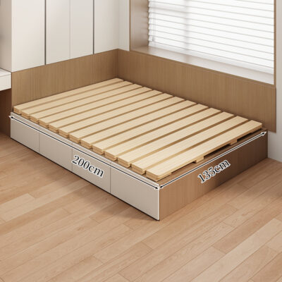 Foldable Solid Wood Hard Bed Board for Spine and Back Support with Duvet Cover