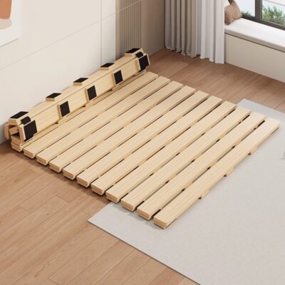 Foldable Solid Wood Hard Bed Board for Spine and Back Support with Duvet Cover