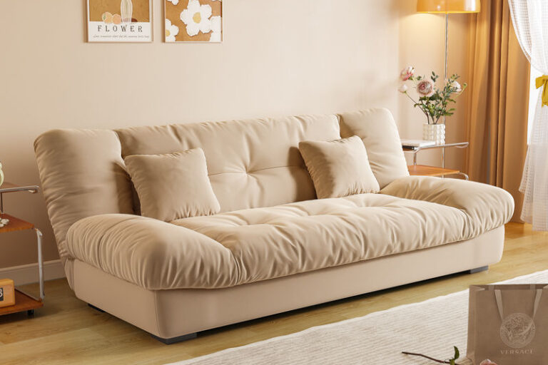 Modern creamy cloud style foldable sofa bed for small spaces