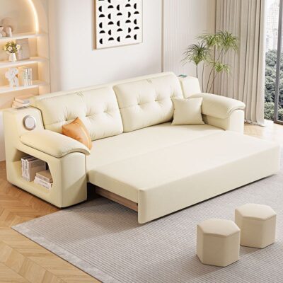  Foldable sofa bed with storage compartment and removable washable fabric covers