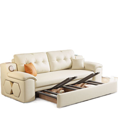  Foldable sofa bed with storage compartment and removable washable fabric covers