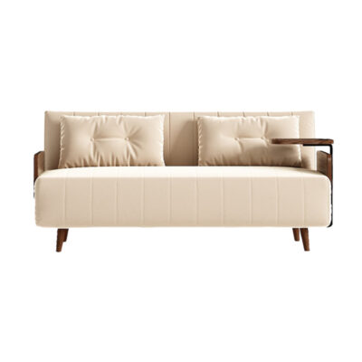 Rustic solid wood foldable sofa bed converting between single and double for small apartments