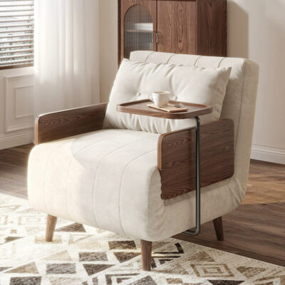 Rustic solid wood foldable sofa bed converting between single and double for small apartments
