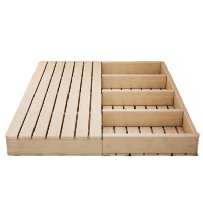 Tatami Style Folding Wooden Bed Frame with Duvet Cover, Floor Base for Bedroom Use