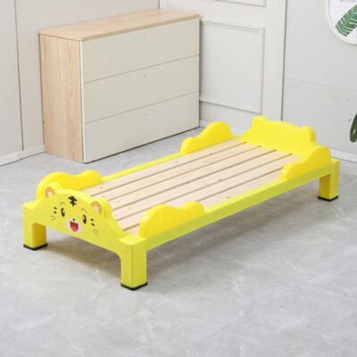 Thickened plastic baby crib for kindergarten and school nap time with cartoon design


