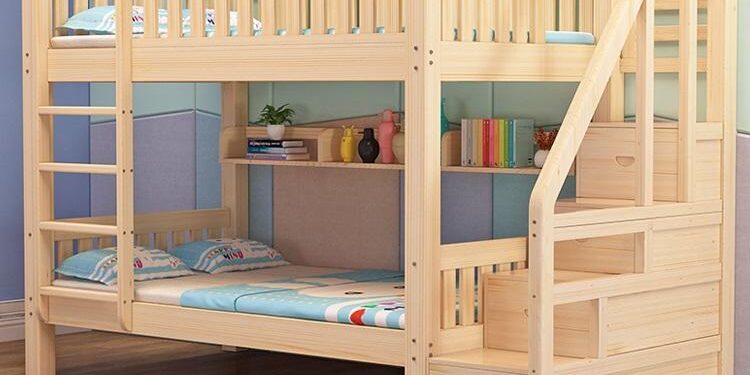 Custom kids bunk bed with desk