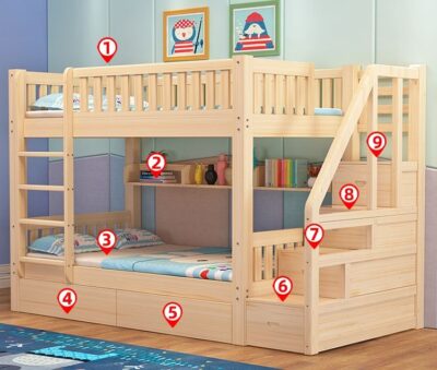 Custom kids bunk bed with desk