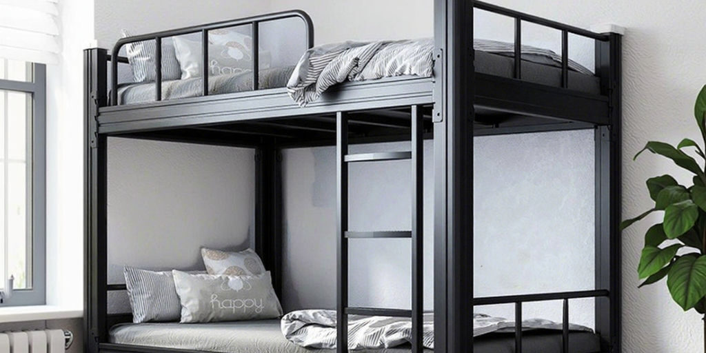 Metal frame bunk bed for dormitory