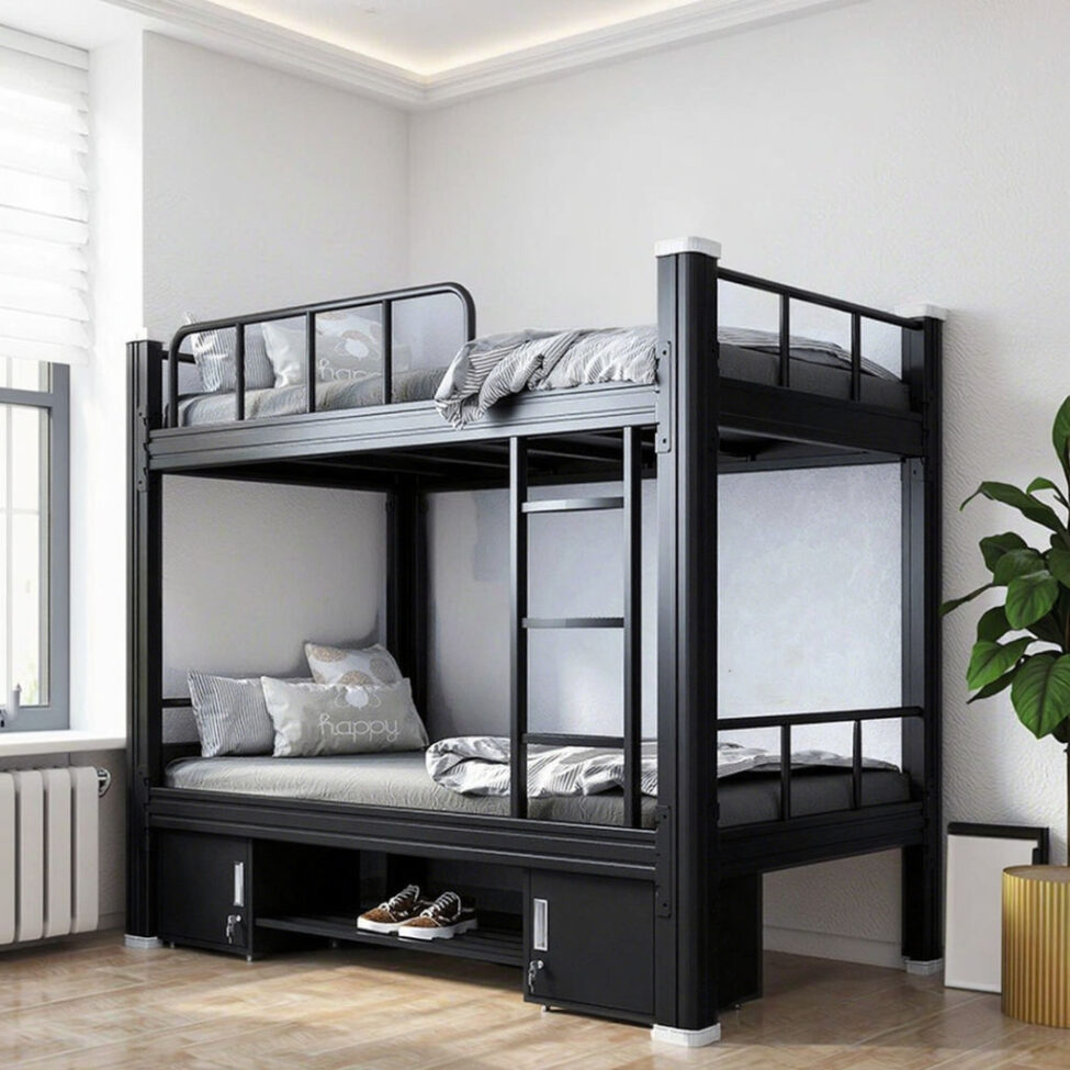 Metal frame bunk bed for dormitory