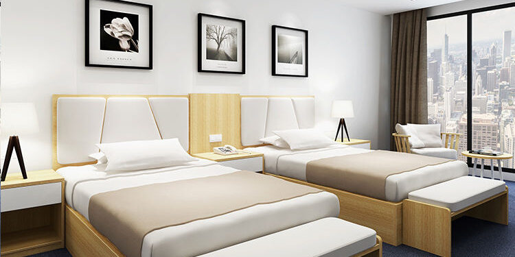 2 double beds for hotel furniture