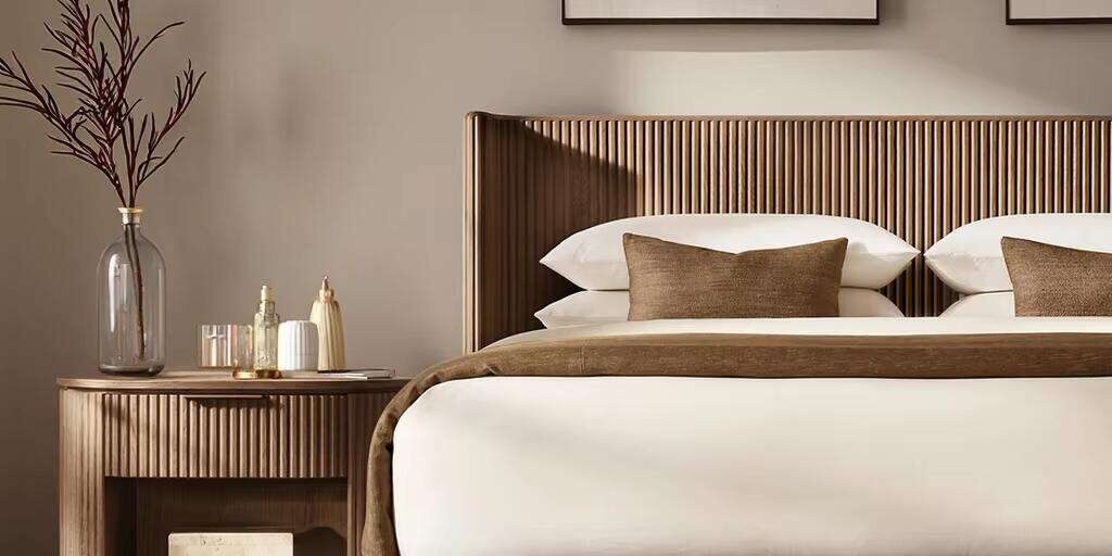 Luxury oak wooden bed frame for home