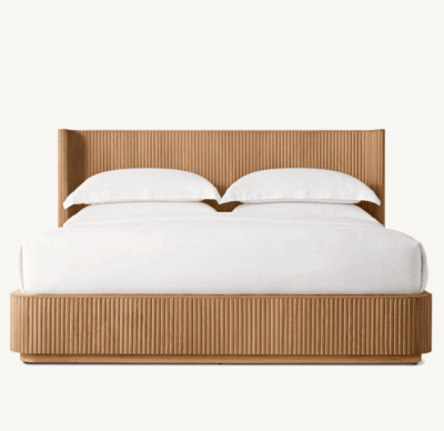 Luxury oak wooden bed frame for home