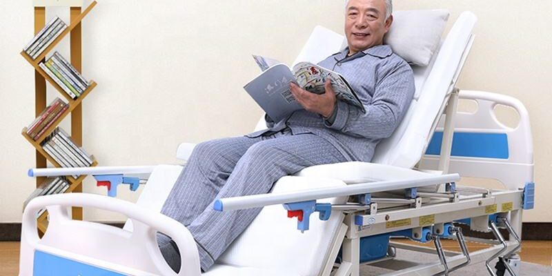 hand-operated hospital bed for elderly