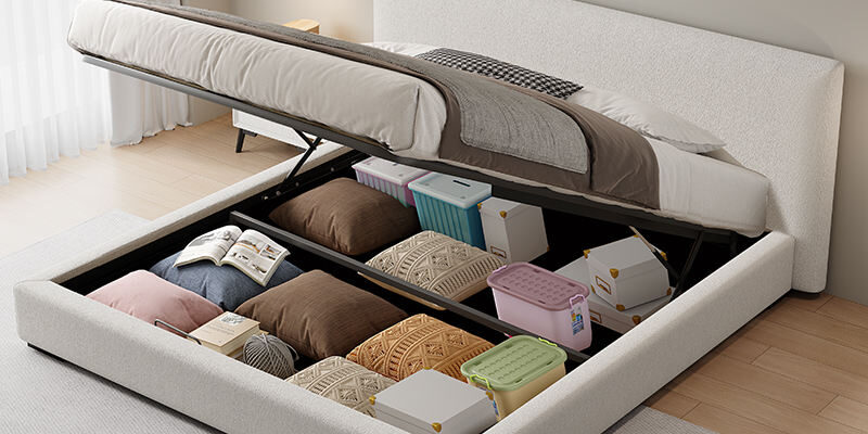 storage bed frame with gas lift