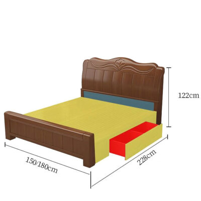 wooden box bed with drawers