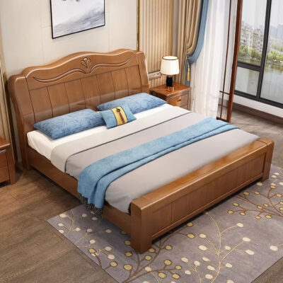 wooden box bed with drawers