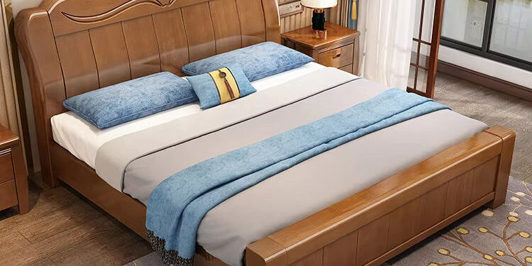 wooden box bed with drawers