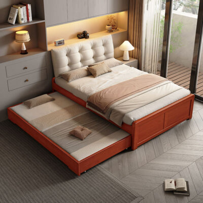 wood wall bed with storage drawers