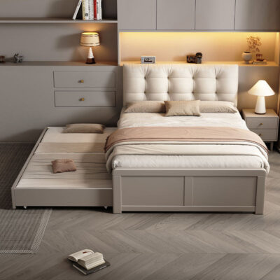 wood wall bed with storage drawers