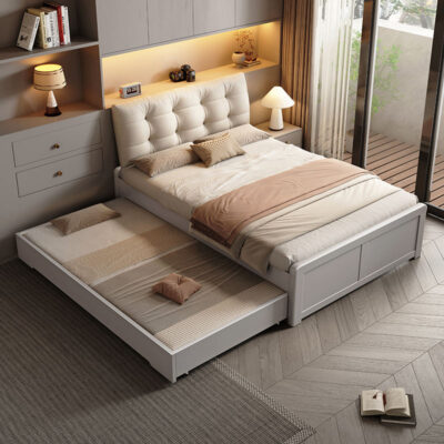 wood wall bed with storage drawers