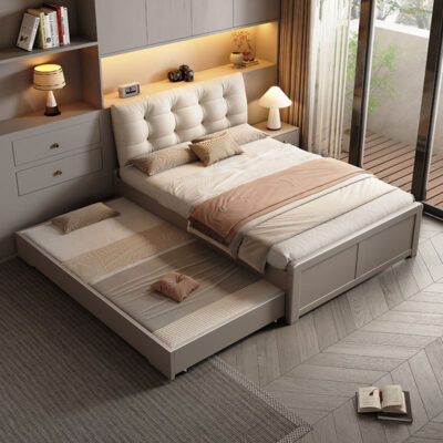 wood wall bed with storage drawers
