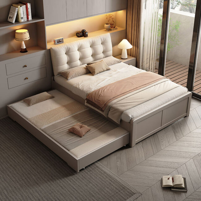 wood wall bed with storage drawers