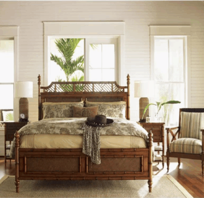 Rustic carved wooden bed for bohemian