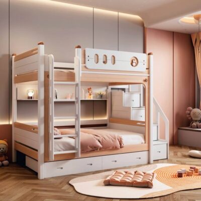 children's wooden loft bunk bed