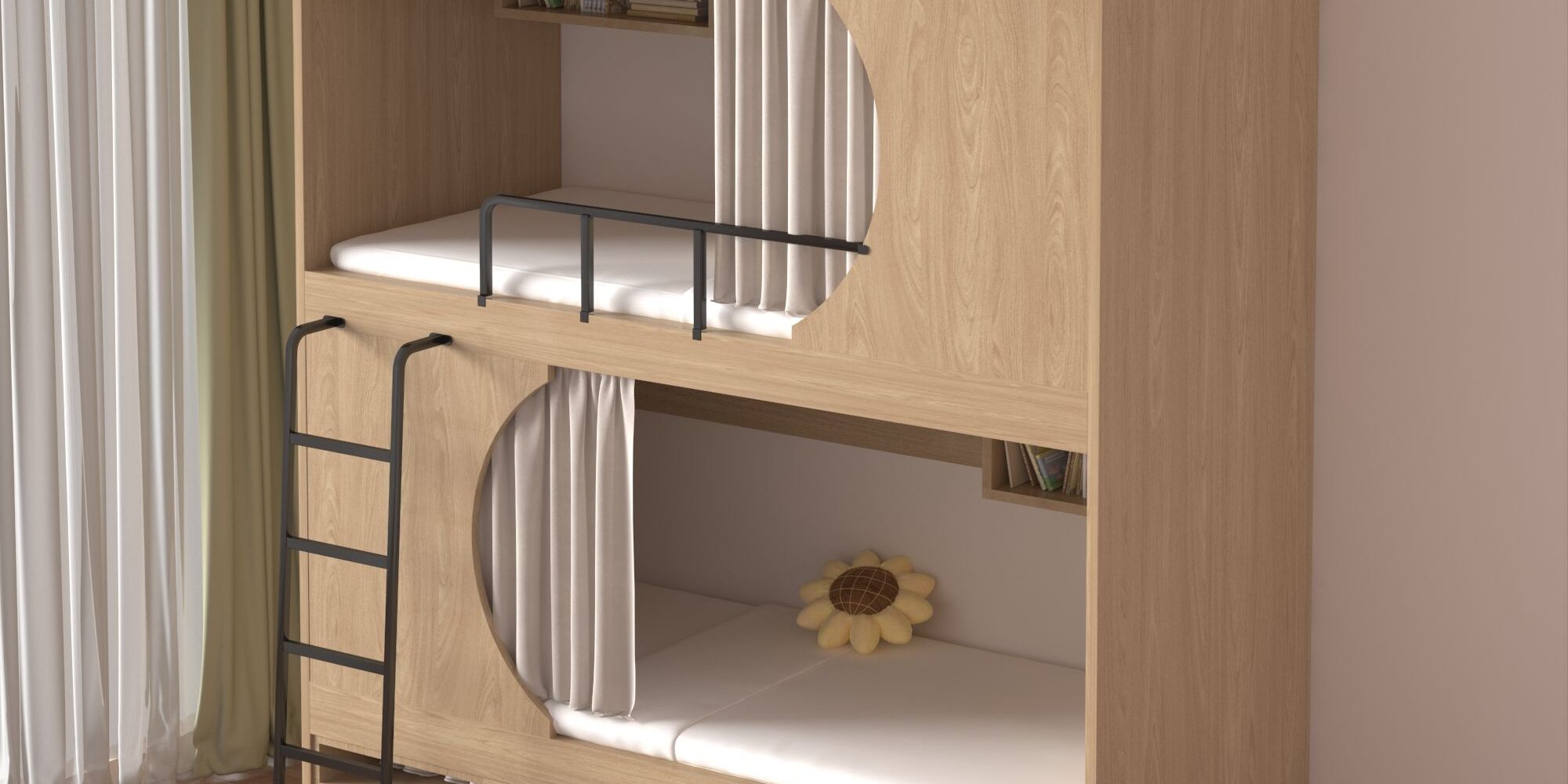 Double deck metal frame bunk beds