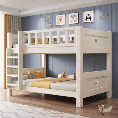 white wooden toddler bunk bed