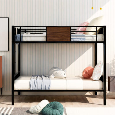 Heavy duty black metal bunk bed