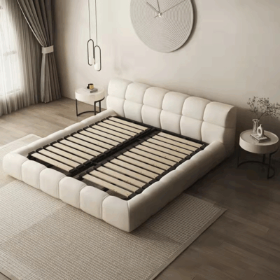fabric platform bed for modern bedroom