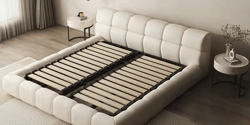 fabric platform bed for modern bedroom