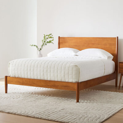 Mid-century solid wood bed
