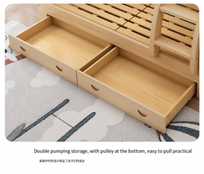 Modern double wooden kids bunk bed