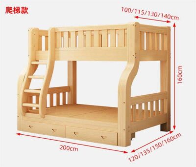 Modern double wooden kids bunk bed