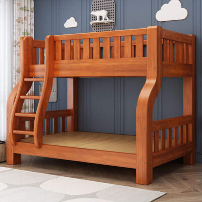 Modern double wooden kids bunk bed
