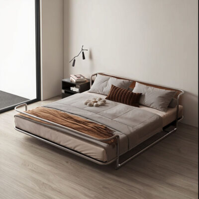 Modern Stainless Steel Double Bed Frame