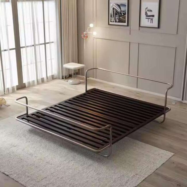 Modern Stainless Steel Double Bed Frame